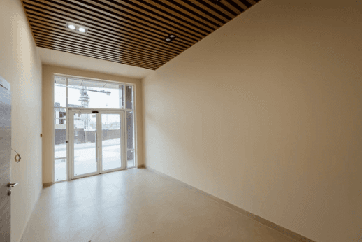 Completed commercial interior refit with a timber slatted ceiling
