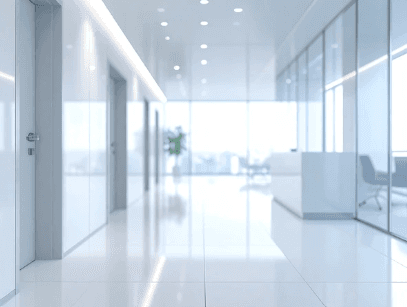 Bright porcelain tiled floor in a contemporary office